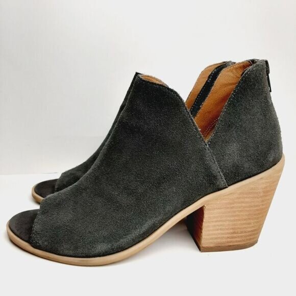 SUSINA | Carina Lea Genuine Suede Peep Toe Ankle Cut-Out Booties Sz 8.5 M - Picture 6 of 12